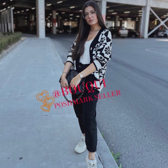 BLOGGERS FAV ZARA V-NECK KNIT JACQUARD JACKET CARDIGAN - Picture 5 of 15